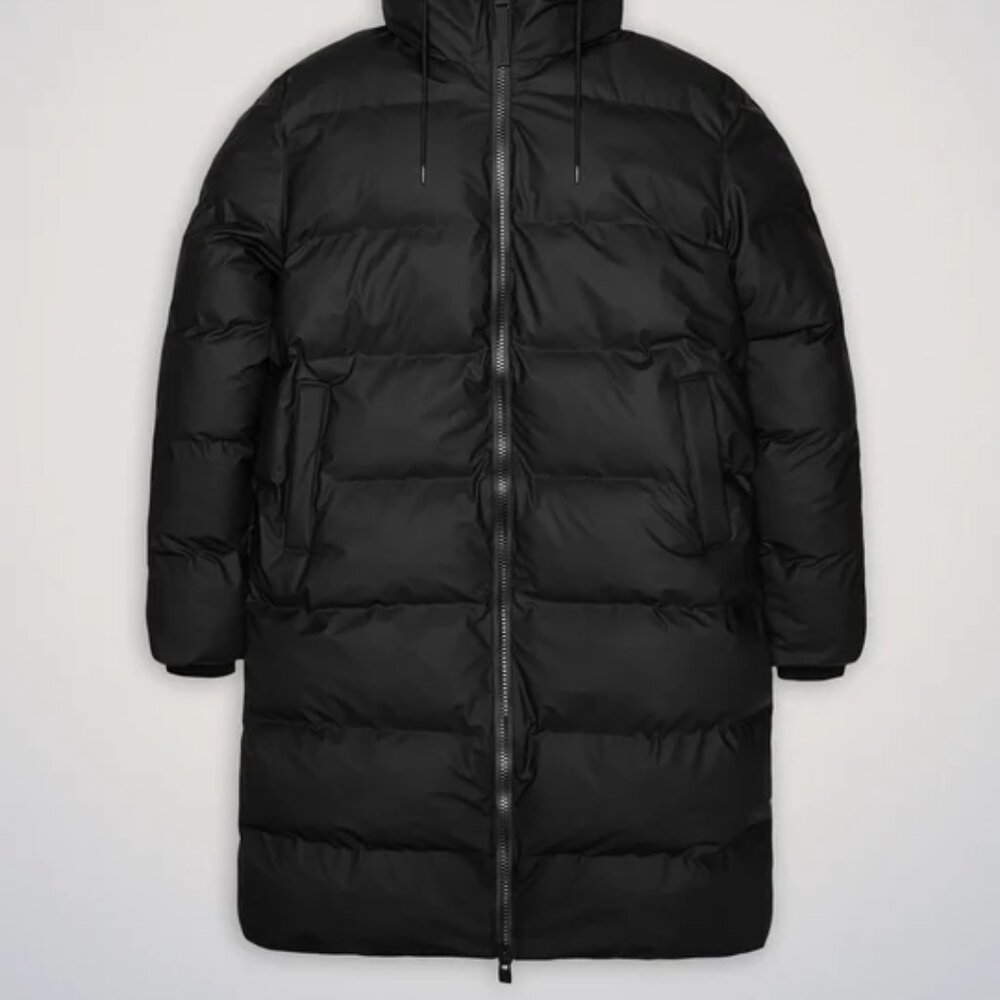 NWT Rains Black Long Puffer Jacket size Small